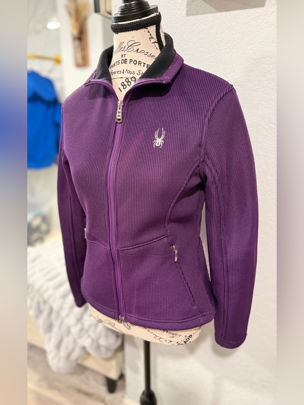 Spyder Jacket Women’s Small Purple Full Zip Fleece Knit Ski Outdoor Layer - Picture 2 of 10